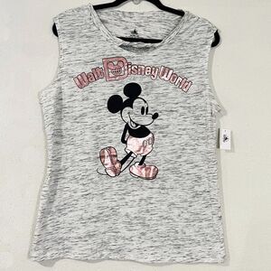 Disney Parks‎ WDW Classic Mickey Mouse Metallic Gray / Rose Gold Tank Top NWT